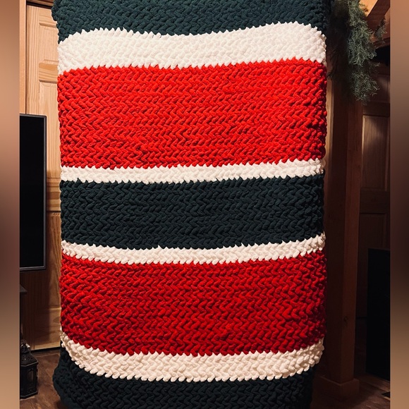 Hand Knit Christmas Blanket